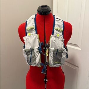 NWT—Women's Hydration Vest - Gray, White, and Blue with Yellow Accents